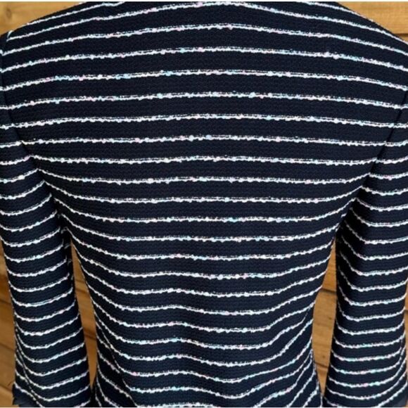 St. John Collection Black and White Jacket, Soft Pastels and Gold Detail - Picture 9 of 11